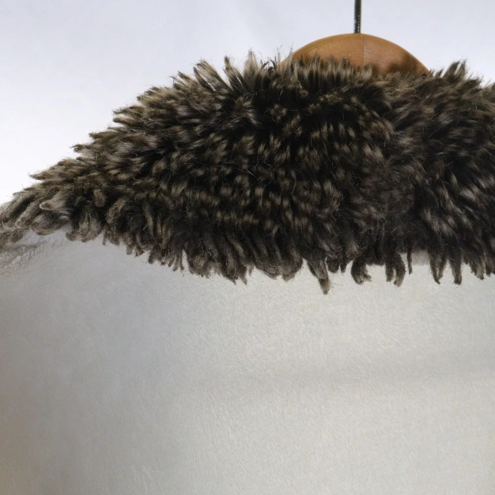 Pottery Barn Ombre Robe White Cream Belted Fauz Fur Collar Trim‎ Size M/L - Picture 8 of 9